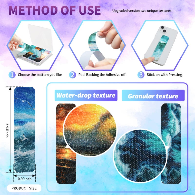 TOEMUR 48 Pieces Anxiety Sensory Stickers with Storage Box - Sensory Strips 2 Textured Surface Adhesives Fidget Strips for Office & Classroom Desk Relieve Adult & Teen Stress (Ocean Style) - Image 2